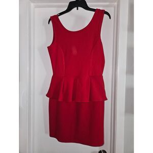Vintage Y2K Red Peplum Dress - XL